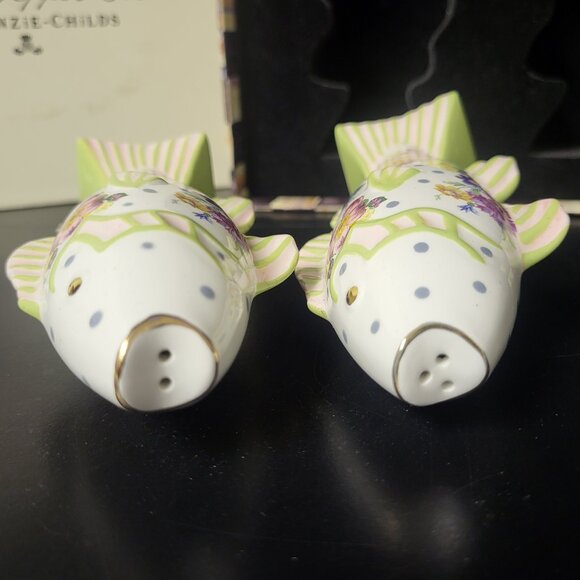 MacKenzie-Childs, Ltd Aurora New York  Freckle Fish Salt and Pepper Set with Box - Picture 4 of 6
